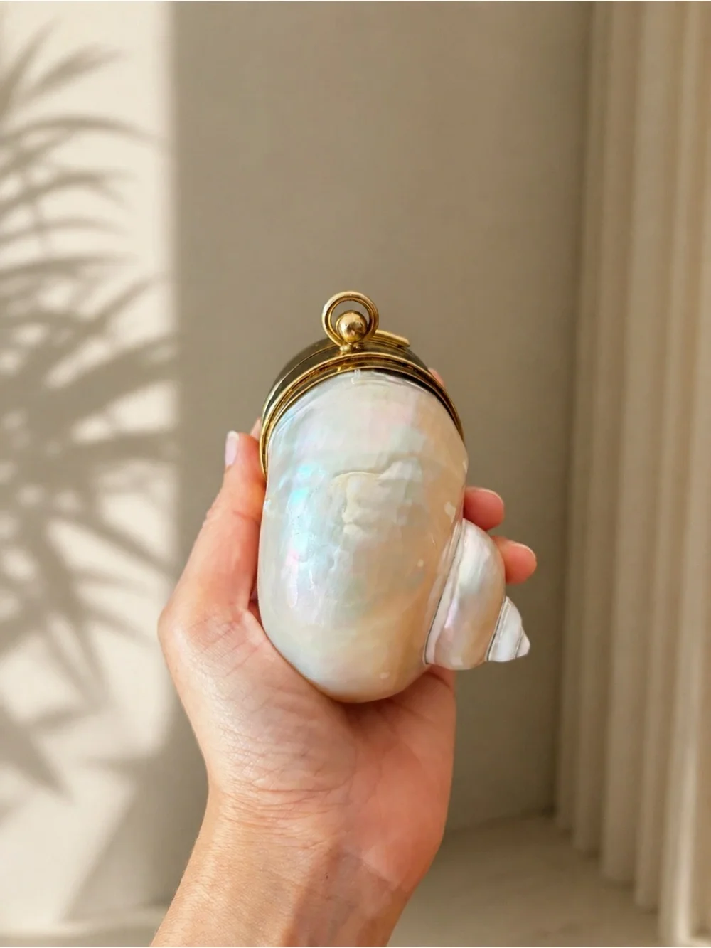 Gold and Cream Shell Clutch
